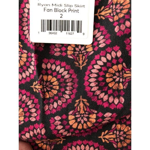 Marine Layer Ryan Skirt Rayon Blend Lightweight Slip Midi Fan Block Print NWT 2 - Picture 6 of 9